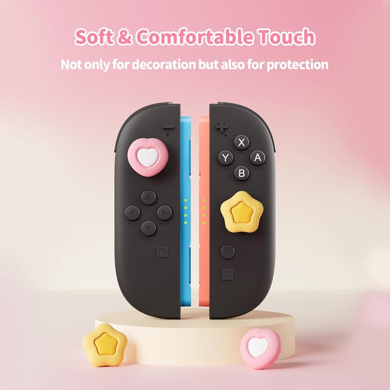 GEEKSHARE 4pcs Thumb Grip Caps Compatible with Switch 2, Anti-Slip Silicone Thumb Grip Caps for Switch 2025（Cream Heart） - Image 3